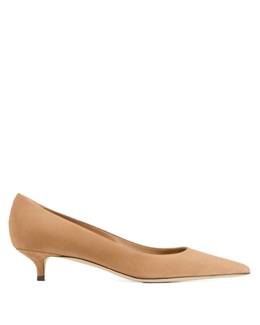 Jimmy Choo 35 Mm Amelia Pumps Met Kitten-Hak En Puntige Neus in het Brown
