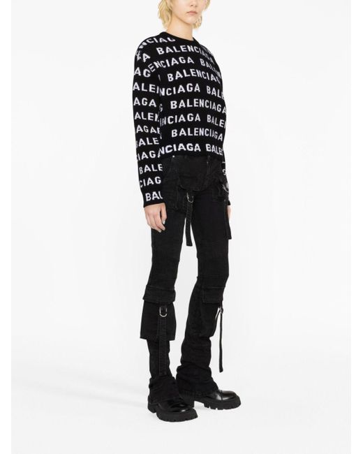 Balenciaga Black Pullover Mit All-Over-Logo