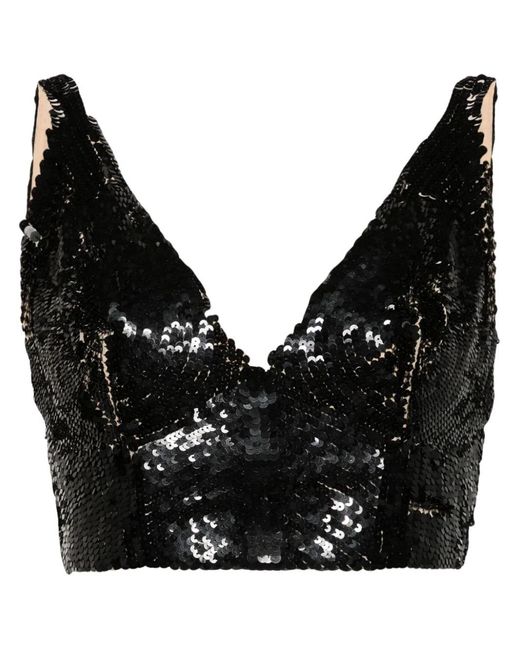 P.A.R.O.S.H. Black P.A.R.O..H. Grand Sequinned Crop Top
