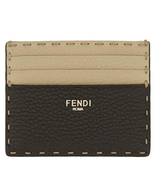 Fendi Black Card Holder "saddlery" for men