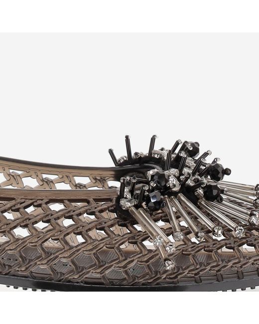 HEAVENLY JELLY Black Transparent Ballerina Flats With Decoration