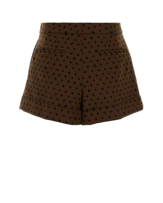 Fendi Brown Printed Stretch Wool Blend Shorts