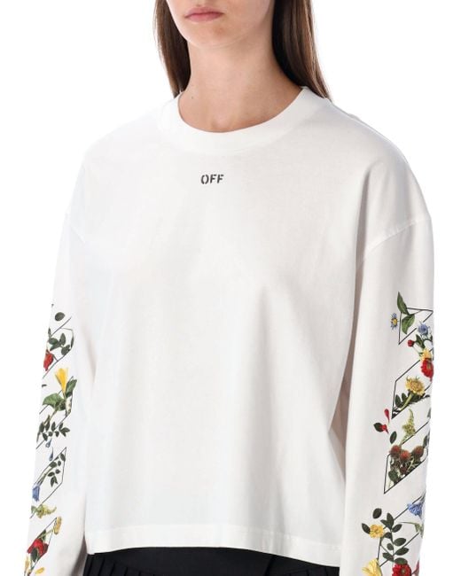 Off-White c/o Virgil Abloh T-Shirt Met Bloemenprint in het White