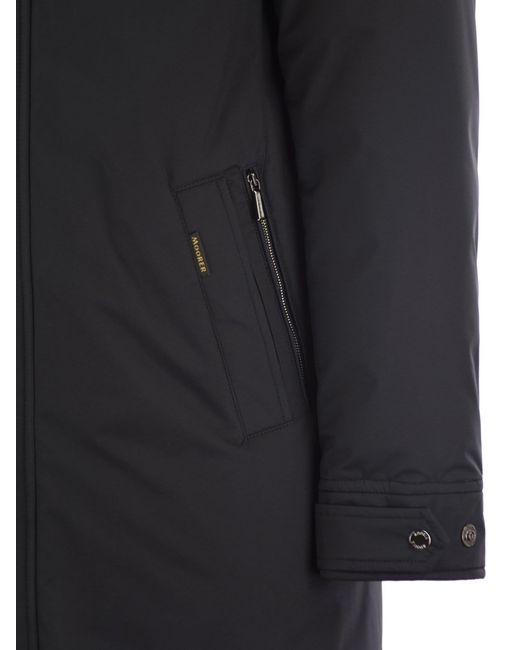 Moorer Black Vermont Water Repellent Jacket With Hood for men
