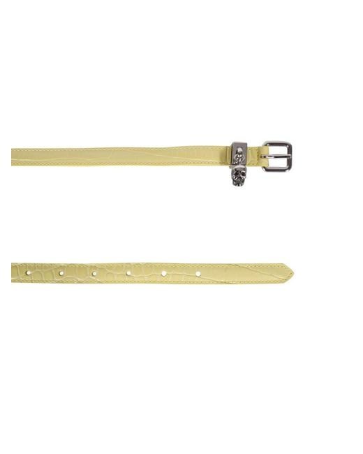 McQueen Yellow Alexander Mc Queen Double Belt With Skull And Pavè