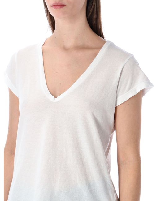 James Perse Blue Cotton Deep V-Neck Tee