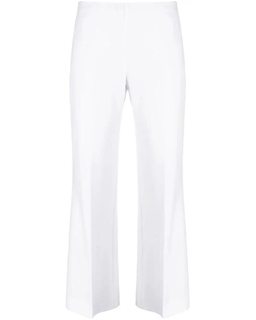 P.A.R.O.S.H. White Stretch-wool Flared Cropped Trousers