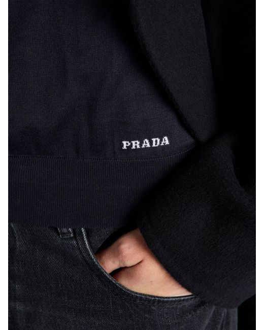 Prada Seidenpullover mit Rundhalsausschnitt in Blue für Herren
