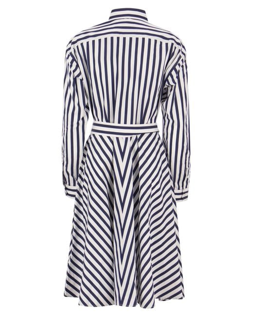 Polo Ralph Lauren White Striped Chemisier With Belt
