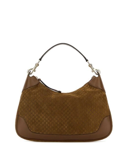 Gucci Brown Suede Medium B Shoulder Bag