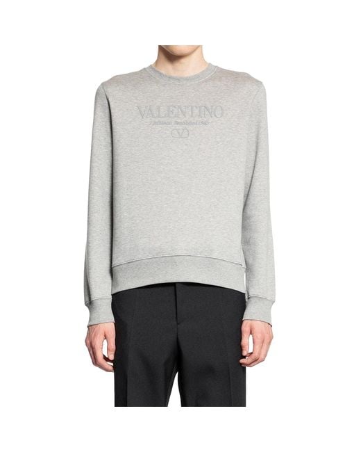 Valentino Gray Cotton Logo Sweatshirt for men