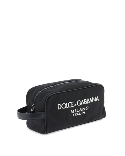 Beauty Case Con Logo Gommato di Dolce & Gabbana in Black da Uomo
