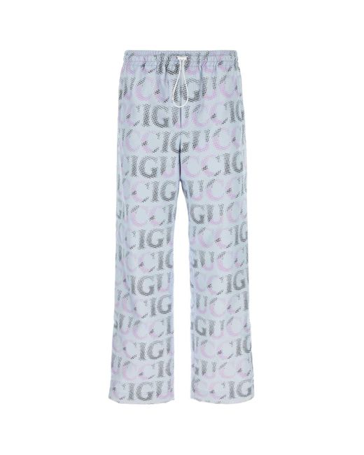 Gucci Blue Printed Polyester Pant for men