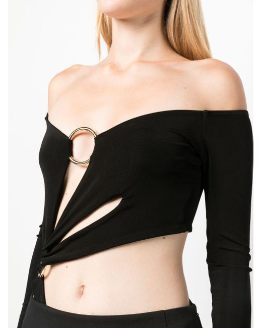 Louisa Ballou Black Long Sleeve Cut-Out Bodysuit