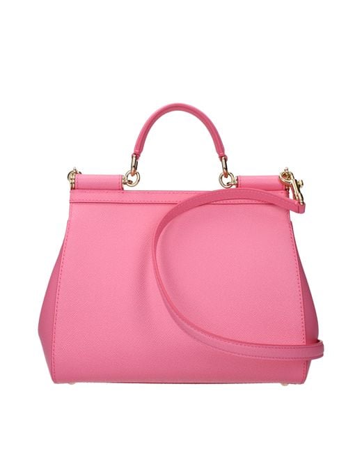 Sacs à main Sicile grandes femmes en cuir rose / cyclamen Dolce & Gabbana en coloris Pink
