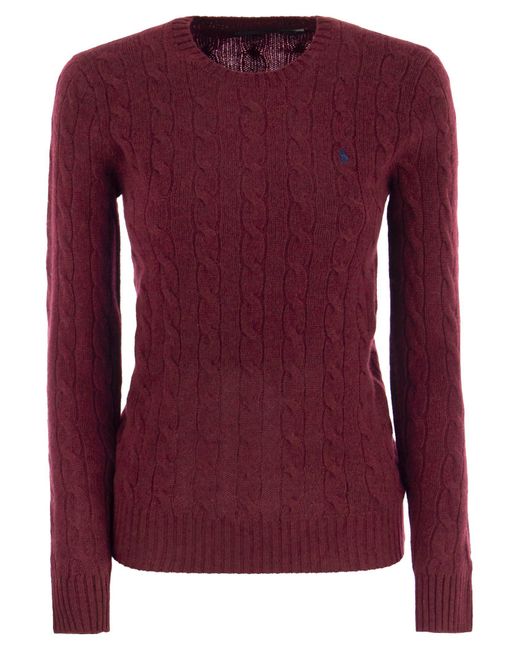 Polo Ralph Lauren Wool En Cashmere Cable Gesnit Sweater in het Purple