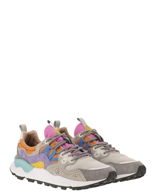 Flower Mountain Gray Yamano 3 Turnschuhe im Wildleder und technischen Stoff
