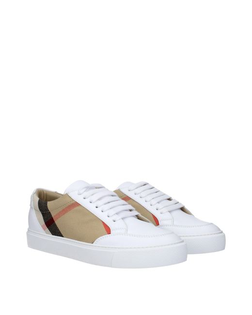 Burberry White Vintage Check Canvas & Leather Sneaker