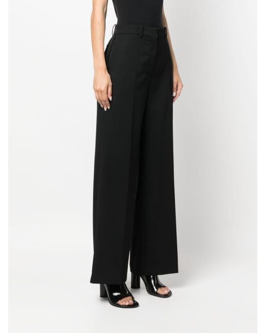 Lanvin Black Wide Leg Wool Trousers