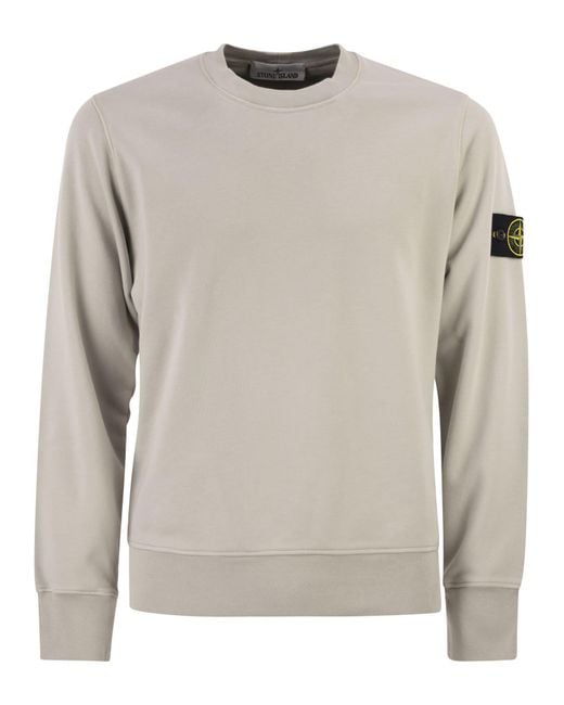 Stone Island Gray Regular Fit Crew Neck Sweatshirt With Raglan Sleeves for men