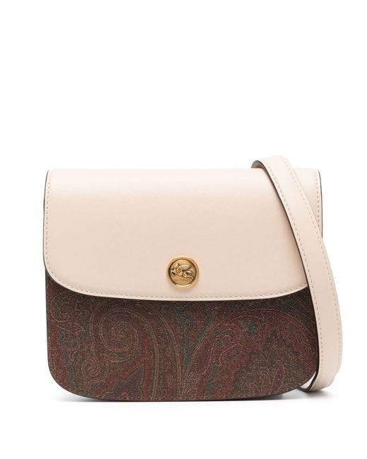 Etro Natural Shoulder Bag With Paisley Print Panels