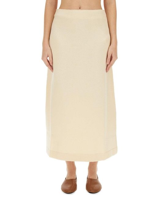 Jil Sander Natural Wool Midi Skirt