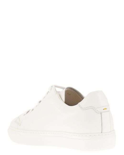Doucal's White Smooth Leather Trainers