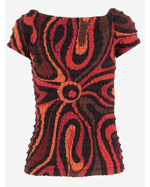 Emilio Pucci Red Nylon Top With Crinkled Finish