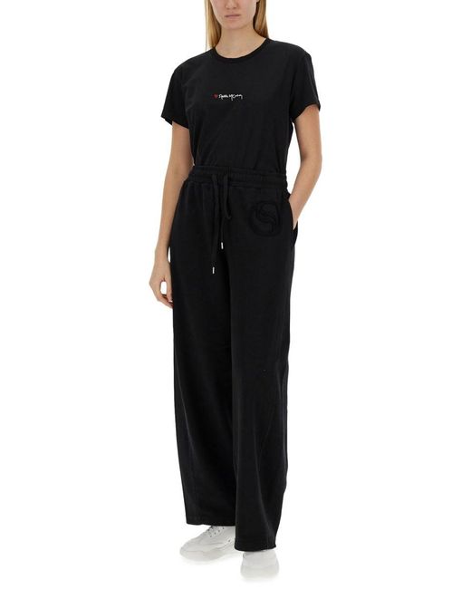 Stella McCartney Black Oversized T-Shirt With Subtle Logo Detail