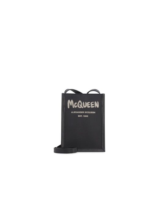 Alexander McQueen Black Messenger Logo Bag for men