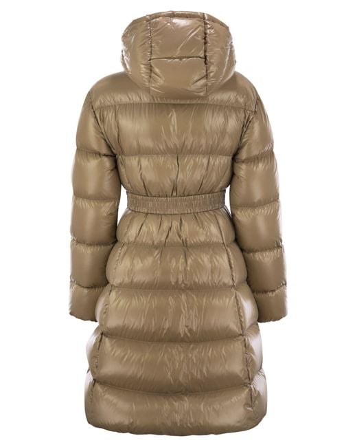 Moncler Natural Bellevue Hooded Longline Down Jacket