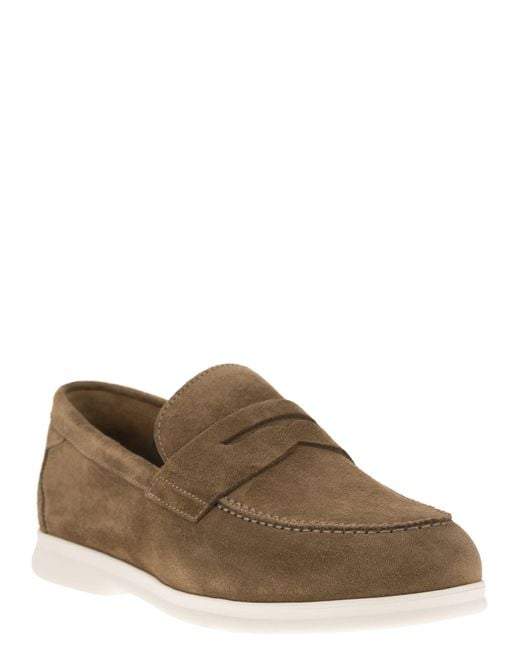 Doucal 's Penny Suede Moccasin di Doucal's in Brown