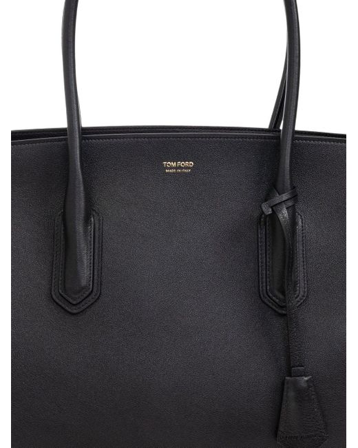 Tom Ford Black Large Leather Shopping Bag