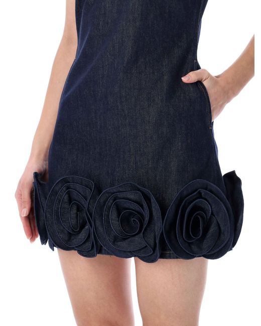 Self-Portrait Blue Denim Flower Mini Dress