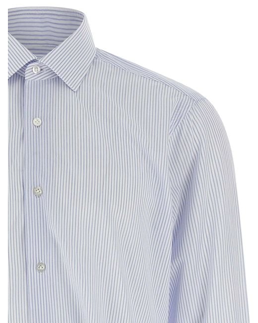 Barba Napoli Gestreiftes Hemd in White für Herren