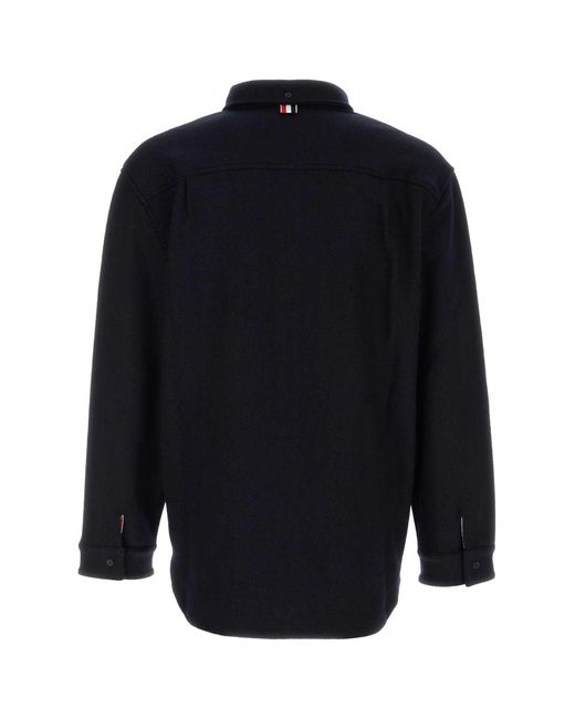 Thom Browne Blue Oversized Herringbone Shirt for men