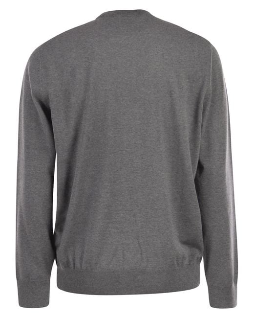 Boss Gray Regular Fit Virgin Wool Jumper With Embroidered Logo for men