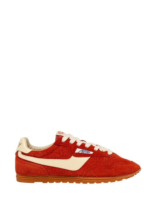 Autry Windspin Sneakers In Suede En Papegaai En Rutabaga Leer in het Red