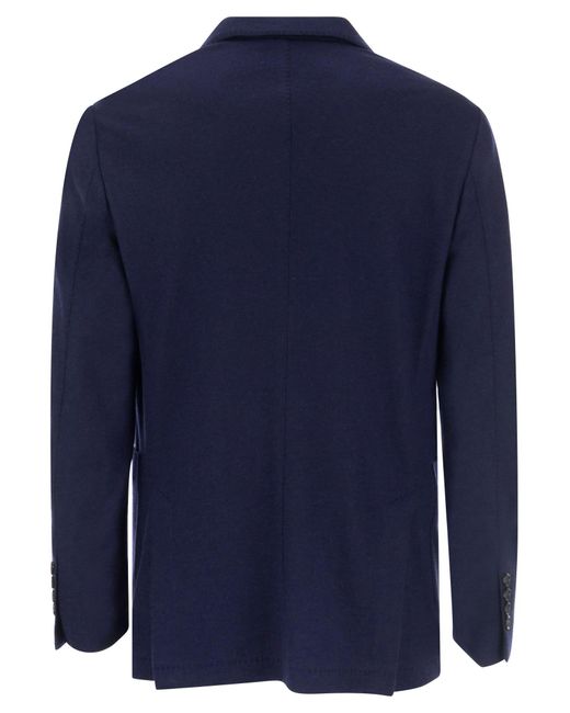 Brunello Cucinelli Blue Cashmere Jersey Blazer With Patch Pockets for men