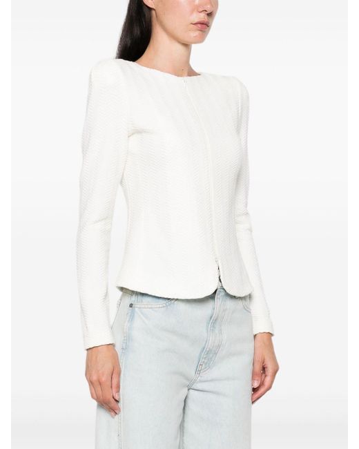 Emporio Armani White Cotton Blend Blazer Jacket