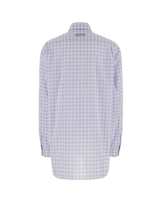 Moschino Purple Embroidered Poplin Oversize Shirt