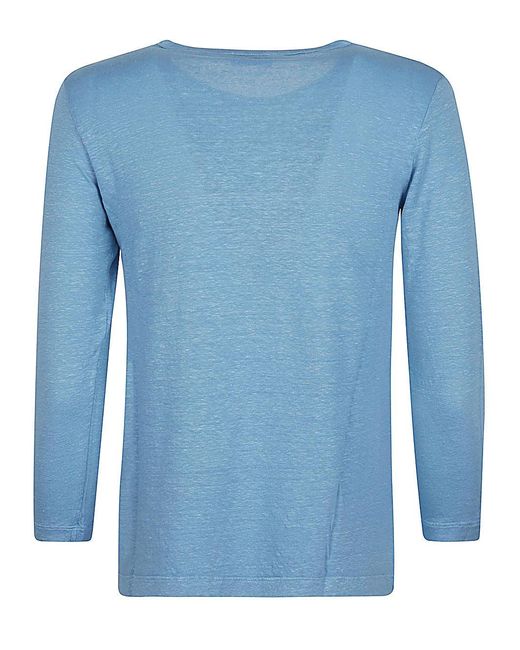 Base London Blue Linen Jersey Long Sleeve T Shirt