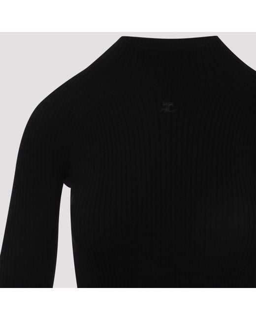 Courreges Cirkel Geribbelde Mini-Jurk in het Black