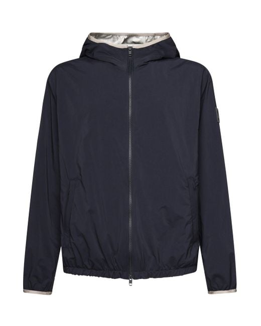 Fay Blue Nylon Windbreaker Hooded Jacket