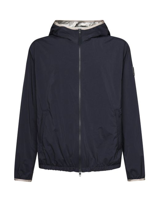 Fay Blue Nylon Windbreaker Kapuzenjacke in Blau