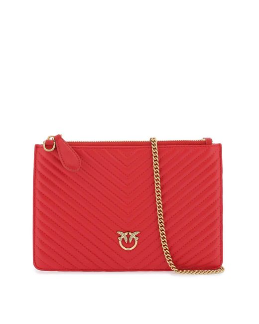 Pinko Classic Flat Love Bag Eenvoudig in het Red