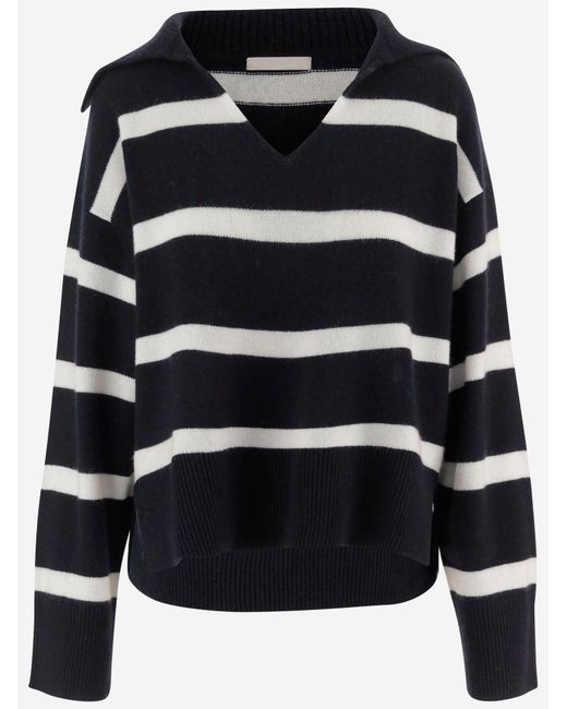 Pull rayé en cachemire Allude en coloris Black
