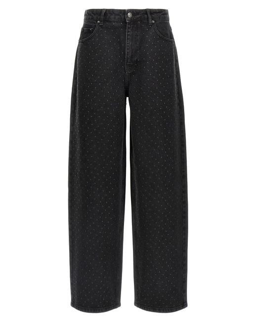 ROTATE BIRGER CHRISTENSEN Black Garment-Dyed Jeans With Tone-On-Tone Studs