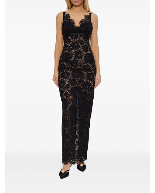 Self-Portrait Black Floral Lace Maxi Dress
