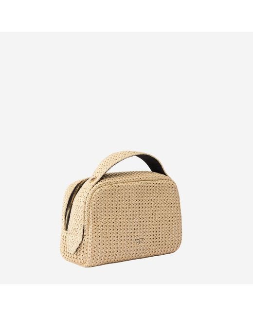 Pinko Natural Small Raffia Bag With Logo